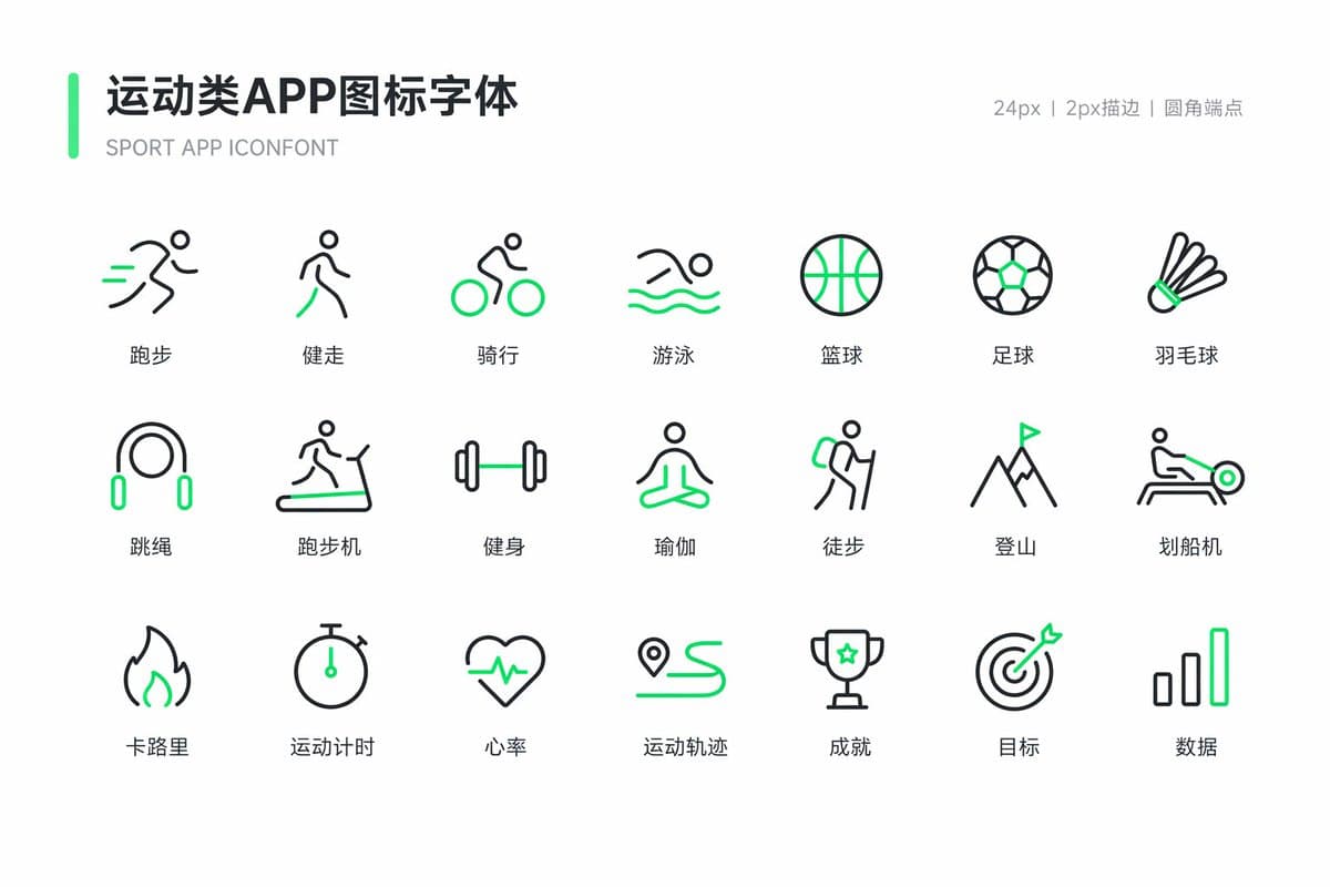运动健身图标字体设计